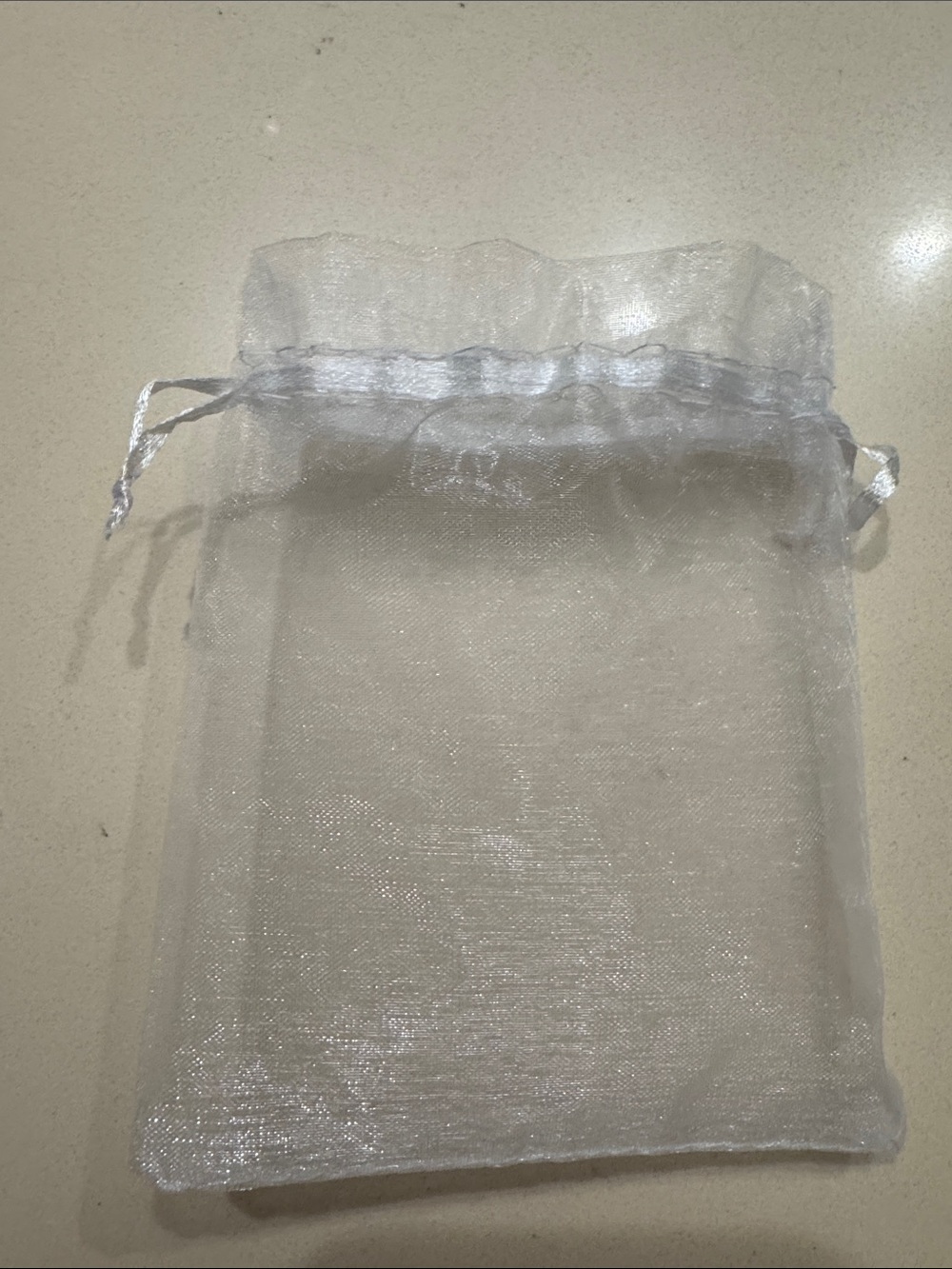 Sheer Silver Organza Drawstring Bag - Packable Jewelry Pouch